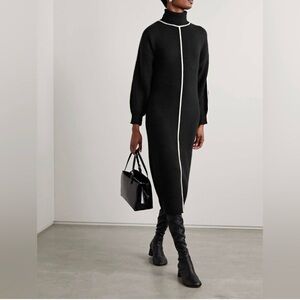 STAUD Apres knitted turtleneck midi dress wool Alpaca Blend Black Size S